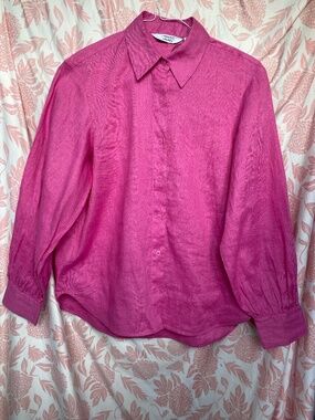 Stockholm Atelier & Other Stories hot pink linen shirt,  Small/Medium